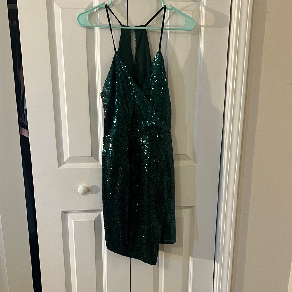 Lulu's Emerald Green Sequin Dress